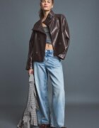 Stradivarius Trenci Scurt Din Imitație De Piele Gri Marengo S