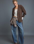 Stradivarius Trenci Scurt Fluid Cu Cordon Maro M