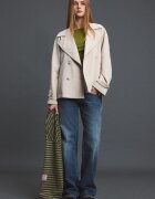 Stradivarius Trenci Scurt Fluid Cu Cordon Piatră M