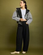 Stradivarius Trenci Scurt Reversibil În Carouri Negru Xl