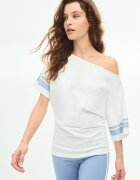 Stradivarius Tricou Asimetric Cu Broderie Ecru L