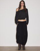 Stradivarius Tricou Asimetric Cu Efect De Brâu Negru Xl