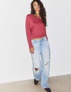 Stradivarius Tricou Asimetric Cu Efect De Brâu Roșu Închis S