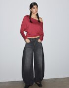 Stradivarius Tricou Asimetric Cu Efect De Brâu Roșu Închis Xs