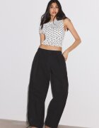 Stradivarius Tricou Asimetric Cu Încrețituri Efect Prespălat Gri Denim Xs