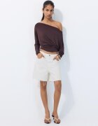 Stradivarius Tricou Asimetric Din Modal Maro Xl