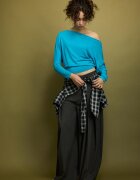 Stradivarius Tricou Asimetric Din Modal Turcoaz Xs