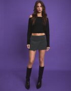 Stradivarius Tricou Asimetric Modal Negru L
