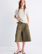 Stradivarius Tricou B01 Regular Cu Dungi Kaki M
