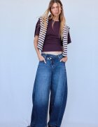 Stradivarius Tricou B08 Cu Mânecă Scurtă Japoneză Purpuriu Închis Xl