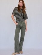 Stradivarius Tricou B08 Cu Mânecă Scurtă Japoneză Și Dungi Kaki Xl