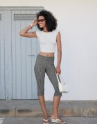 Stradivarius Tricou Crop Cu Mânecă Mini Alb L