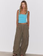 Stradivarius Tricou Cu Bretele Late Turcoaz Xs