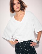 Stradivarius Tricou Cu Decolteu În V Alb L