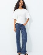 Stradivarius Tricou Cu Fundițe Laterale Ecru Xs