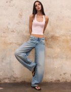 Stradivarius Tricou Cu Guler Halter Roz Pastel Xl