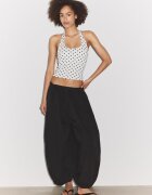 Stradivarius Tricou Cu Guler Halter Și Buline Efect Prespălat Gri Denim M