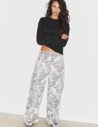 Stradivarius Tricou Cu Guler Rotund Și Mânecă Lungă Negru M