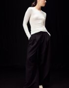 Stradivarius Tricou Cu Mânecă Lungă 100% Bumbac Supima® Ecru Xs