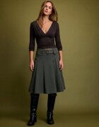 Stradivarius Tricou Cu Mânecă Lungă Și Decolteu În V Maro L