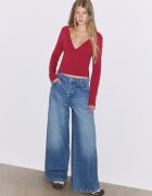 Stradivarius Tricou Cu Mânecă Lungă Și Tăietură Sub Bust Roșu L