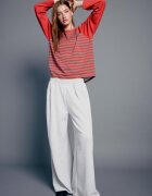 Stradivarius Tricou Cu Mânecă Raglan Și Dungi Roșu Xl