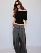 Stradivarius Tricou Cu Mânecă Scurtă Și Decolteu Bărcuță Negru Xs
