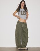 Stradivarius Tricou Cu Mânecă Scurtă Și Imprimeu Kaki S