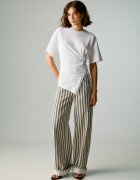 Stradivarius Tricou Cu Mânecă Scurtă Și Nod Ecru L