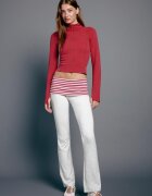 Stradivarius Tricou De Alergare Cu Mânecă Lungă Și Guler Cu Fermoar Roșu Xs