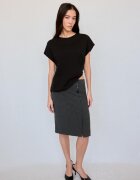 Stradivarius Tricou De Bază B06 Cu Mânecă Căzută Negru Xs