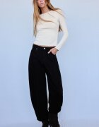 Stradivarius Tricou De Bază Cu Mânecă Lungă Piatră Xl