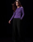 Stradivarius Tricou Din Bumbac Supima® Cu Mânecă Lungă Lila Xs