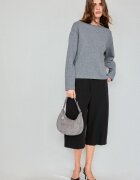 Stradivarius Tricou Din Tricot Cu Guler Rotund Gri Închis L