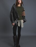 Stradivarius Tricou Din Tricot Cu Guler Rotund Kaki M