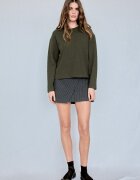 Stradivarius Tricou Din Tricot Cu Guler Rotund Kaki S