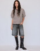 Stradivarius Tricou Din Tricot Cu Guler Rotund Purpuriu Închis S