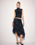 Stradivarius Tricou Fără Mâneci Cu Guler Horn Și Textură Flocată Gri Marengo L