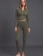 Stradivarius Tricou Fitted Cu Fermoar Kaki S