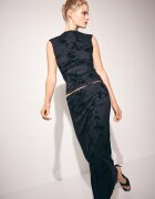 Stradivarius Tricou Flocat Cu Guler Horn Și Fără Mâneci Negru Xl