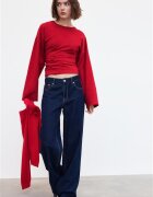 Stradivarius Tricou Japonez B11 Cu Mânecă Lungă Și Talie Ajustată Roșu Închis L