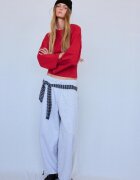 Stradivarius Tricou Japonez B11 Cu Mânecă Lungă Și Talie Ajustată Roșu Închis S