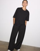 Stradivarius Tricou Oversize Cu Mânecă Scurtă Negru L
