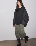Stradivarius Tricou Oversize Mânecă Lungă Negru Xs