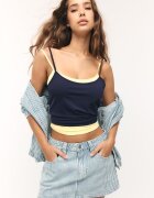 Stradivarius Tricou Simplu Cu Bretele Albastru Închis L