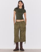 Stradivarius Tricou Simplu Cu Mânecă Scurtă Și Guler Rotund Kaki Xs
