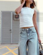 Stradivarius Tricou Simplu Fără Mâneci Alb Xl