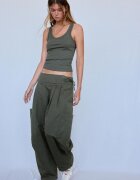 Stradivarius Tricou Spate Tip Înotător Din Bumbac Rib Kaki M