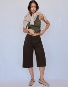 Stradivarius Tricou Spate Tip Înotător Din Bumbac Rib Kaki S