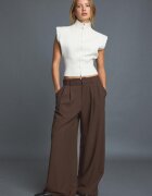 Stradivarius Vestă Din Tricot Cu Pernițe Și Fermoar Gheață L